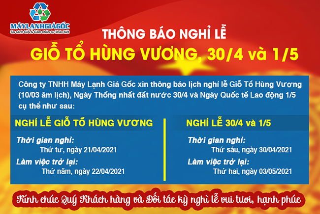 Lịch nghỉ lễ Giỗ tổ Hùng Vương, Thống nhất đất nước 30/4 và Quốc tế Lao động 1/5